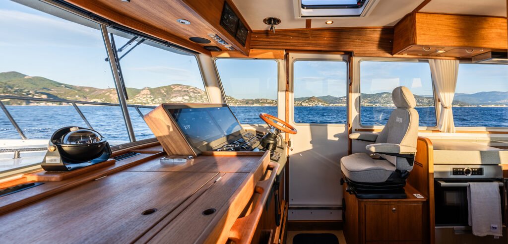 Interior helm of the 46 Targa.